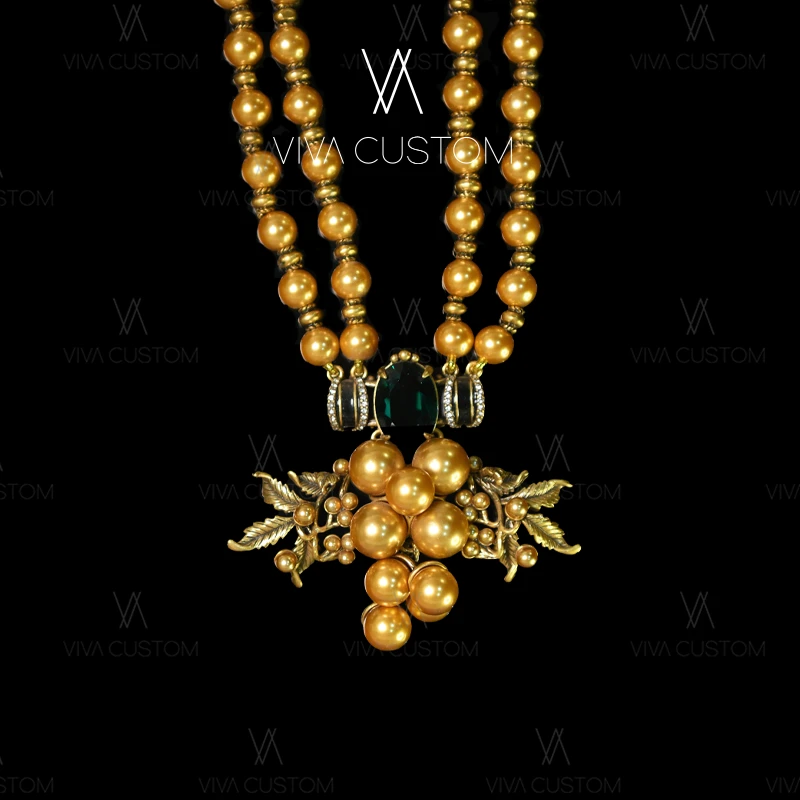 铜合金合成锆石项链 （精工系列）时尚百搭葡萄珠珠项链