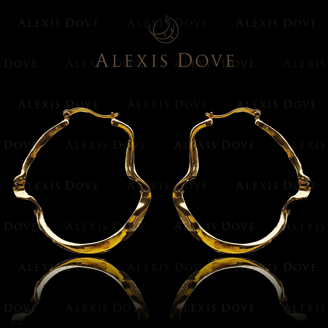 合金耳饰 (素金系列)欧美波浪形耳环