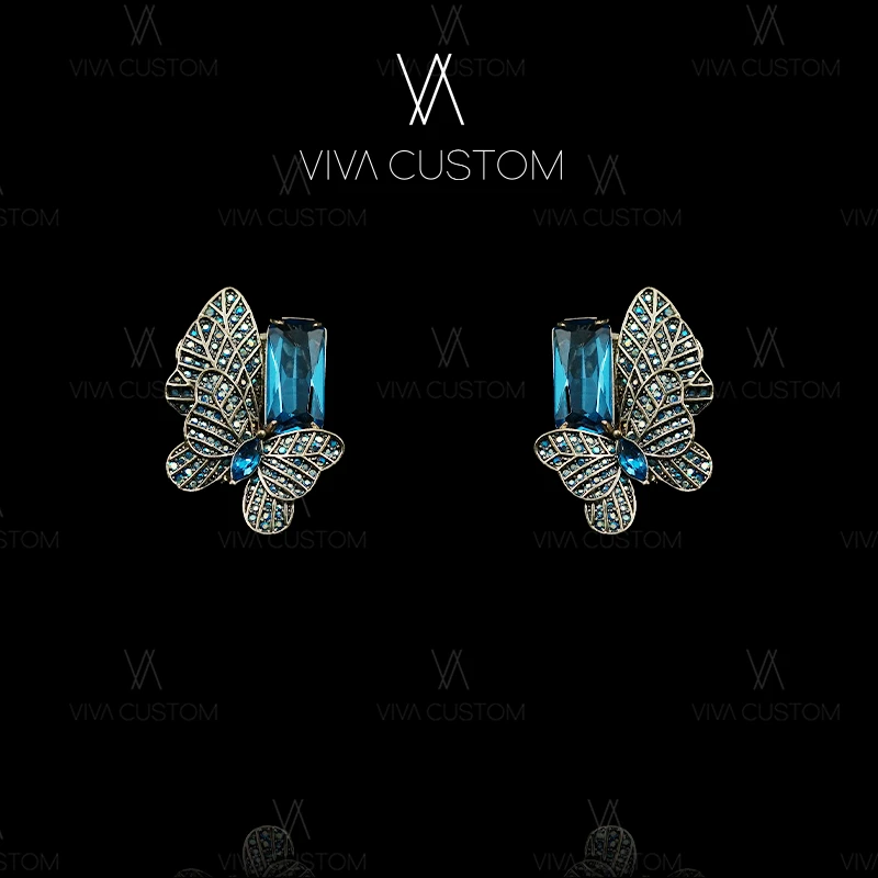 铜合金合成锆石耳饰 （璀璨星河系列）时尚百搭小众立体花蝶耳饰