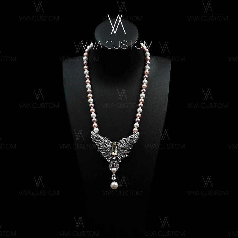 铜合金锆石耳饰 珠华旧梦系列 简约潮流满镶跳色珠珠项链M