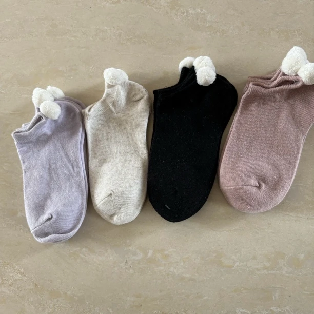 日单毛球女士船袜