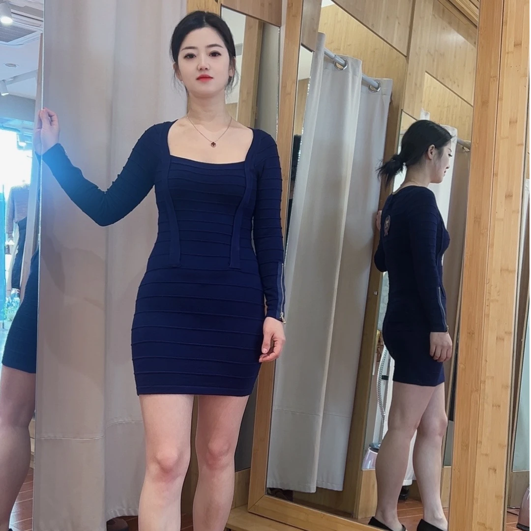 外贸韩单女士秋冬季包臀裙