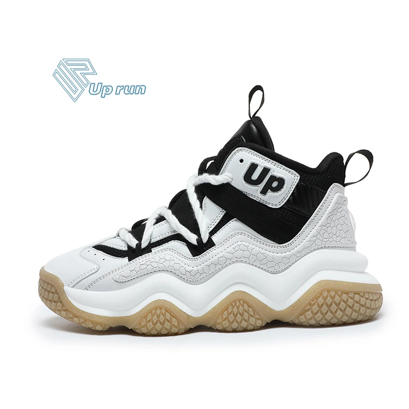 Up run2023秋季新款男女潮鞋篮球鞋面包脏辫鞋带潮流时尚百搭皮面