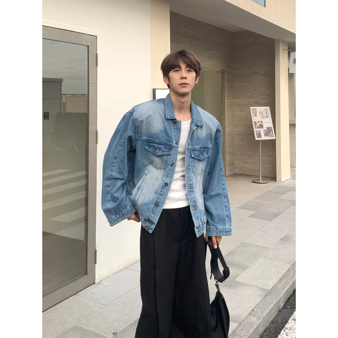 AP MMDD复古水洗做旧牛仔外套男宽松春秋季休闲百搭韩版潮流夹克