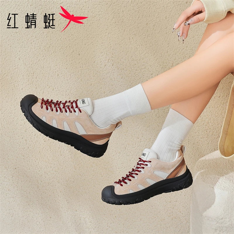 红蜻蜓老爹鞋女款户外时尚秋冬耐穿户外登山鞋百搭时尚休闲运动鞋