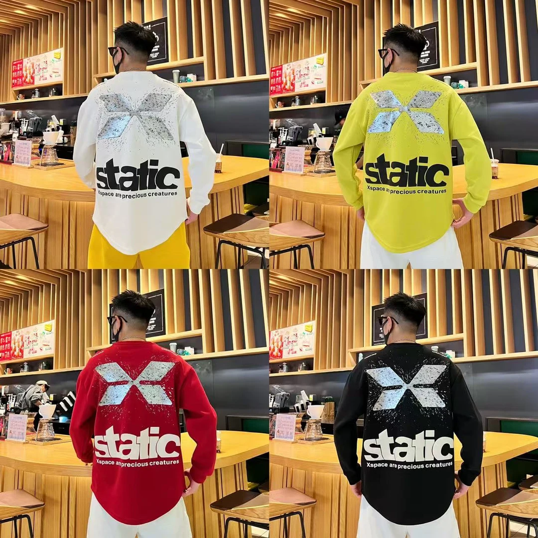 小众时尚休闲百搭撞色字母印花秋季情侣同款圆领长袖落肩卫衣