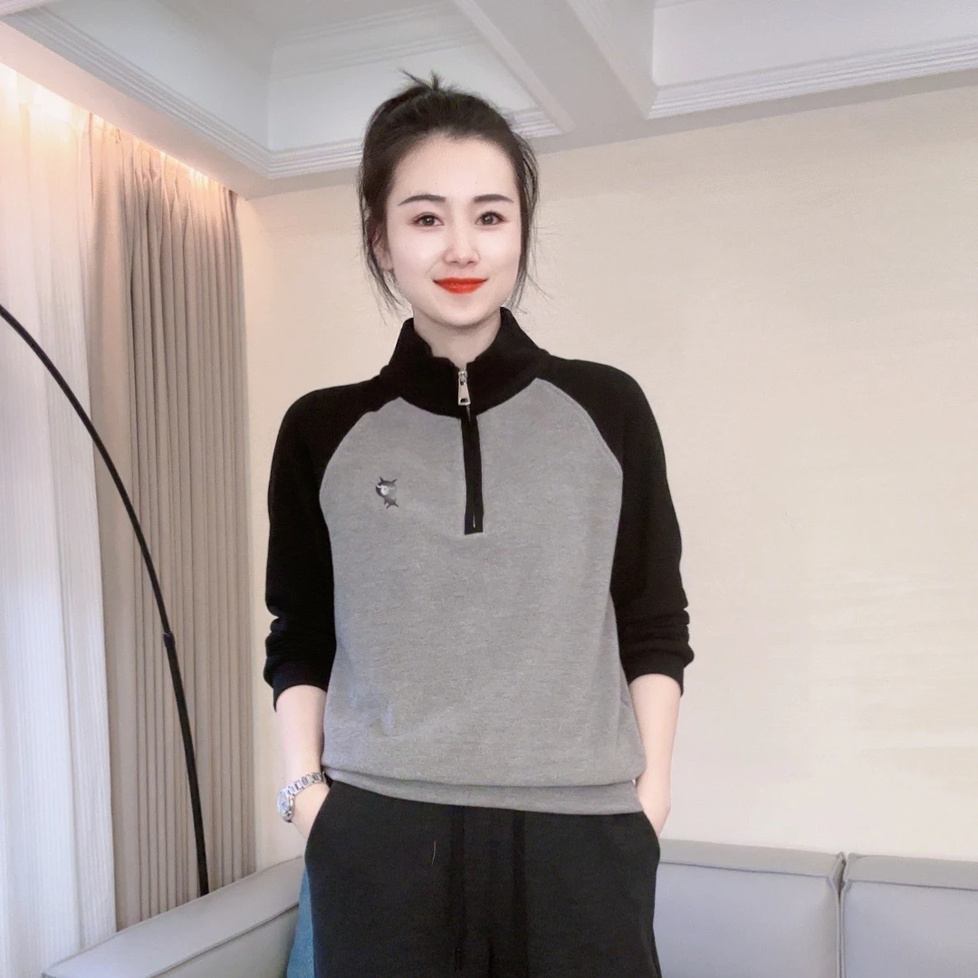 秋季新款双面奥绒小猫时尚长袖卫衣