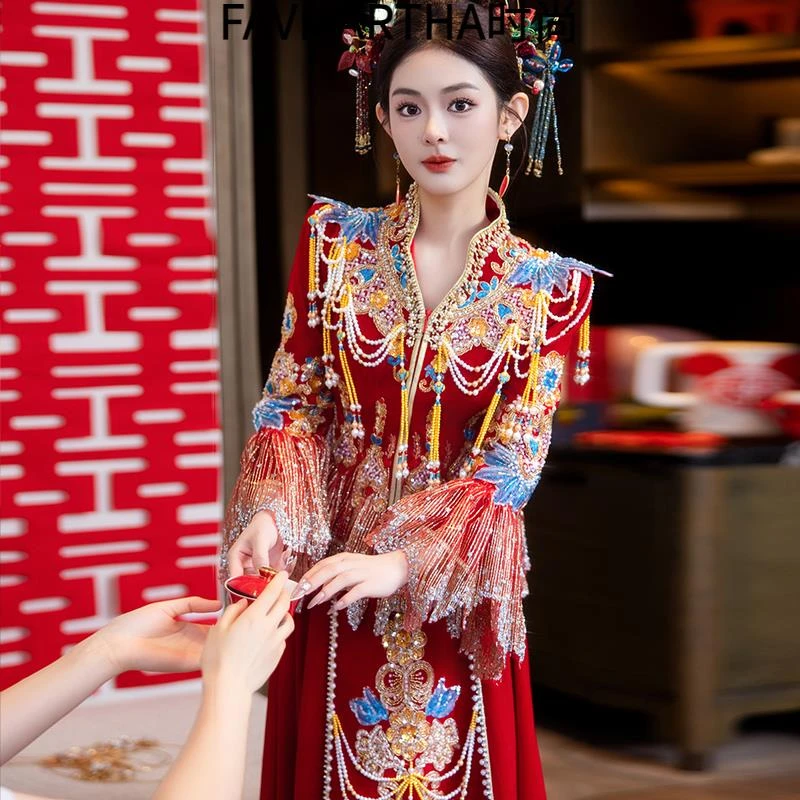 高端秀禾服婚服中式新娘服2024新款结婚小个子出阁敬酒秀和服重工