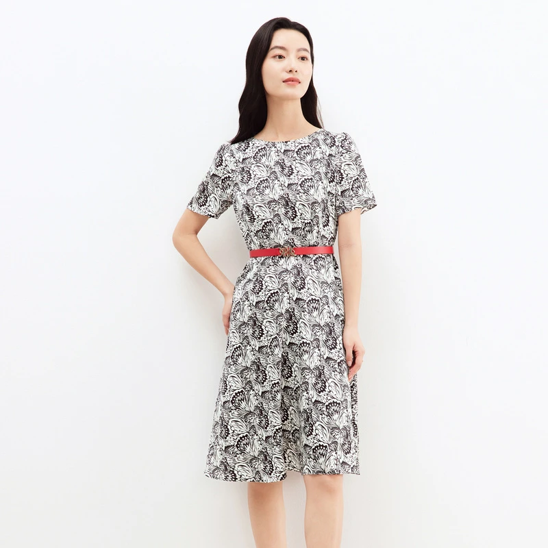 珂莱蒂尔新款法式通勤绣花设计感网纱拼接气质优雅KF09134W0