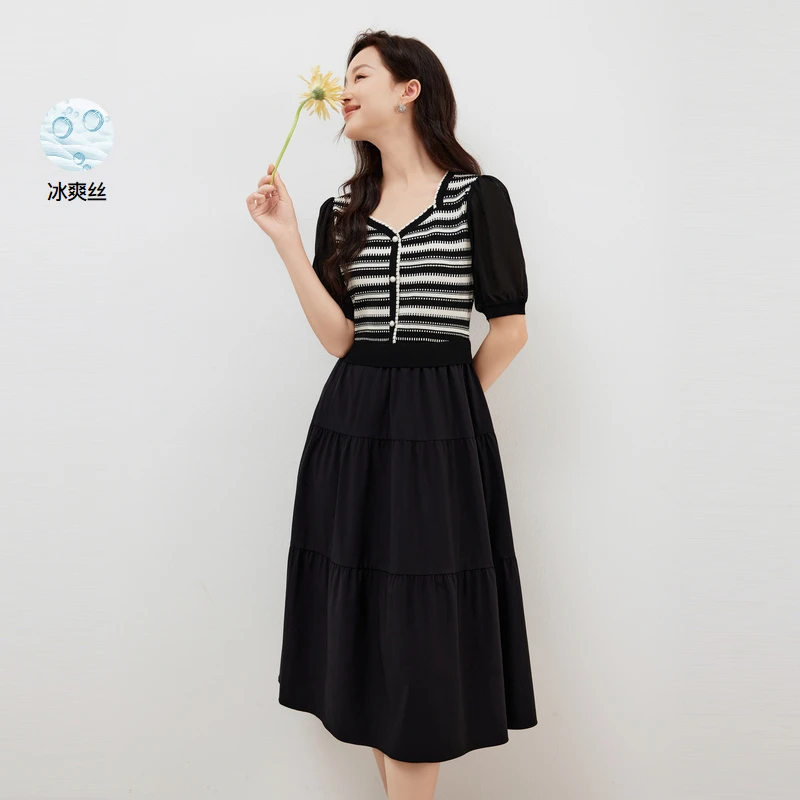 Koradior/珂莱蒂尔2024春夏法式气质复古珂莱蒂尔连衣裙KF10187W0