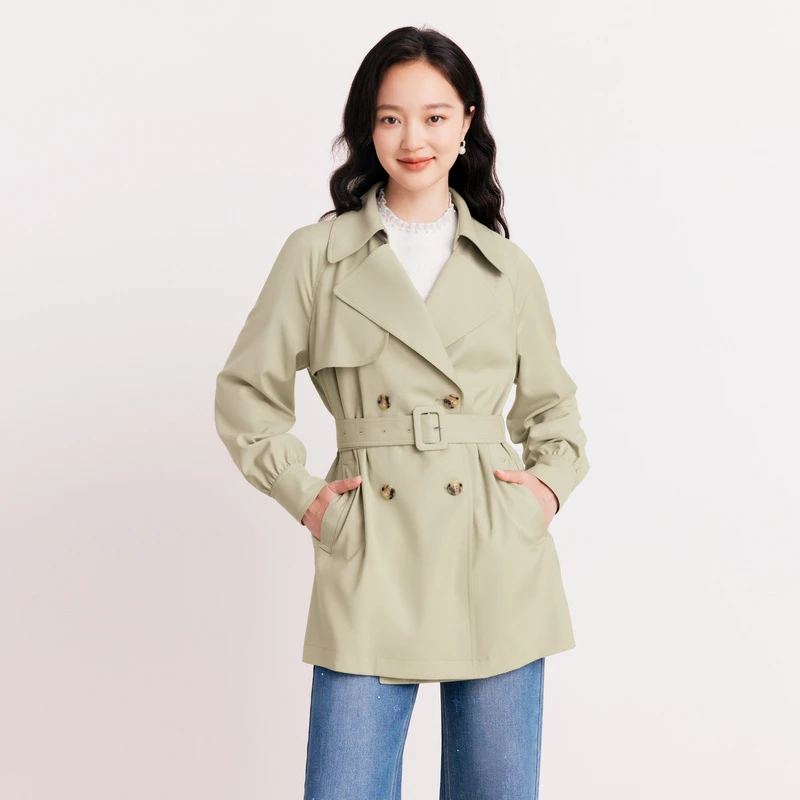 珂莱蒂尔秋季新款时尚休闲百搭收腰风衣KJ00733G2