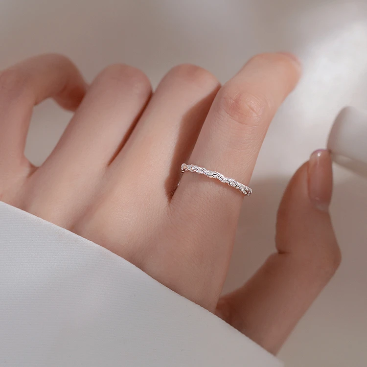 戒指 糖纸戒指女食指戒轻奢尾戒小众设计感素圈开口戒