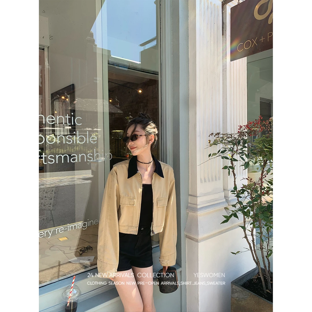YESWOMEN复古收藏家·美式休闲伐木风外套撞色领XY1047A3856