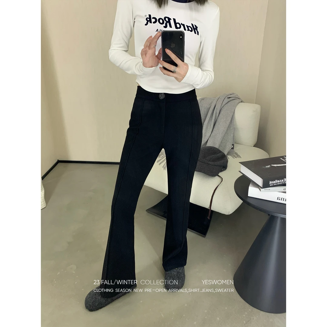YESWOMEN喇叭小黑裤·親肤薄绒&厚绒可选 弹力显瘦XYF25310C1690
