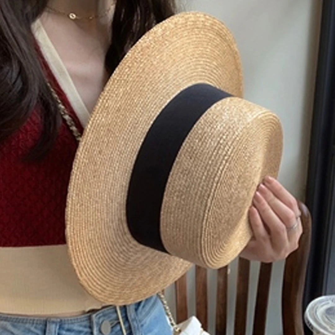 YESWOMEN韩版平顶草帽夏日大脸救星T E86