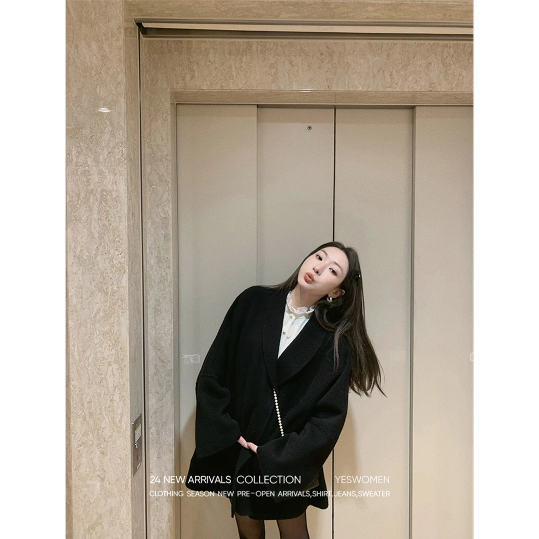 YESWOMEN米兰达系列·純咩毛青果领大衣 官搭裙&毛衣XY00411A4073