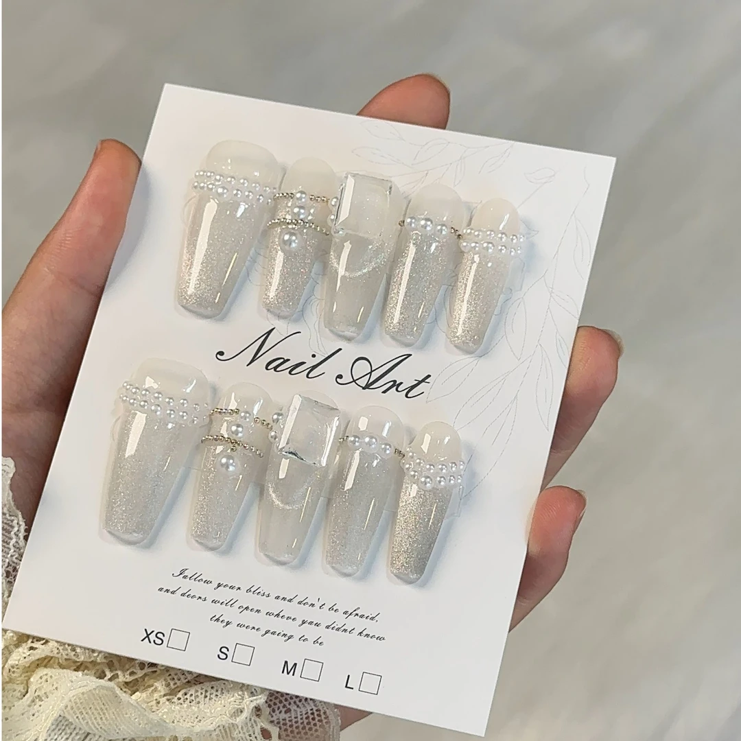 【灰姑娘】纯欲方糖珍珠重工高级纯手工穿戴甲