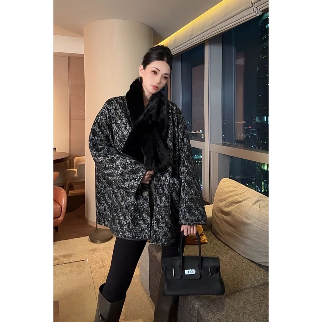 紫紫   黑标银袍  中古小香风绗棉外套ZC10WZYL666