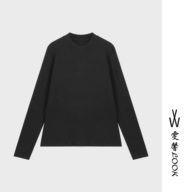 【王雯馨】“中产日常”磨绒感 袖子贝壳扣 极简百搭 圆领长袖T恤