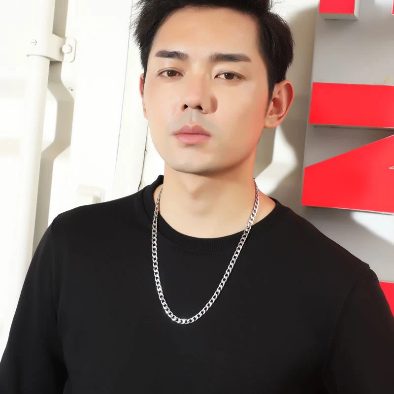 古巴链百搭嘻哈潮流学生不掉色基础古巴链男士锁骨链潮