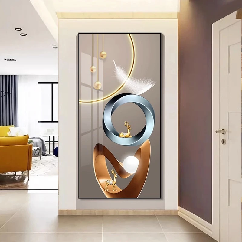 十字绣2023新款线绣刺绣羽毛客厅玄关卧室现代手工自己简单diy鹿