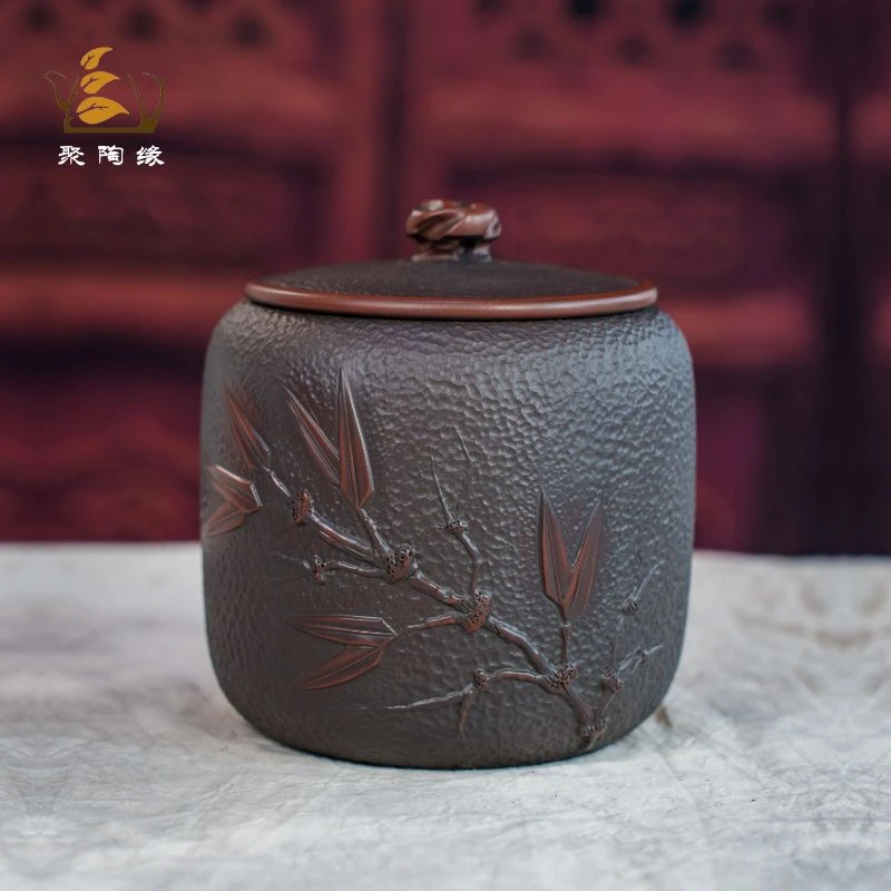 云南建水紫陶茶叶罐陶瓷家用密封罐存储散茶罐醒茶罐小号精品高档