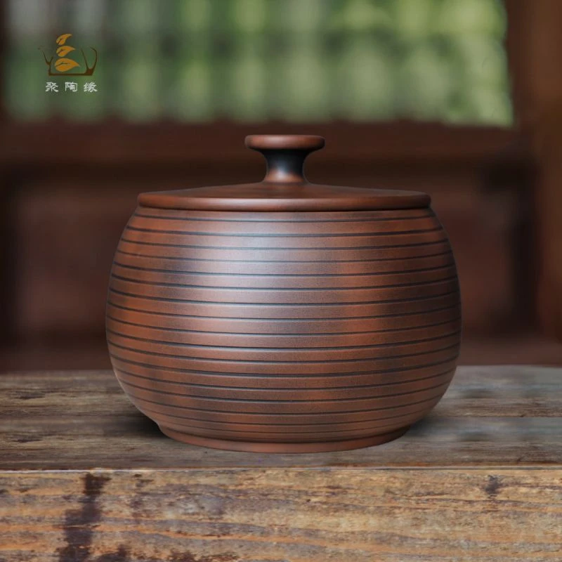 建水紫陶茶叶罐中式陶瓷茶罐家用密封罐存储普洱茶散茶罐醒茶精品