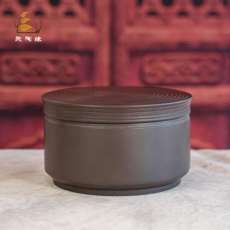 云南建水紫陶4饼茶缸陶瓷家用密封罐中式散茶罐防潮醒茶平盖精品