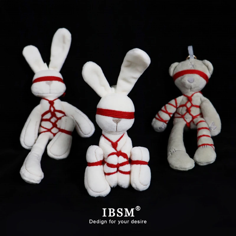 创意绳缚捆绑兔子挂件萌玩偶绑绑兔钥匙背包摩托车载挂饰绳艺礼物