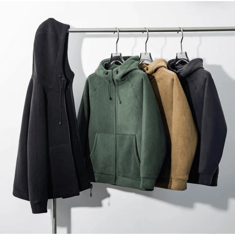 反季清货！重磅620克！双面摇粒绒！男加厚连帽外套休闲加绒夹克