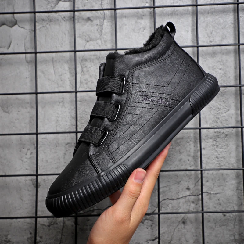 男鞋冬季新款潮流推荐皮面高帮鞋时尚百搭男士加绒保暖鞋22423