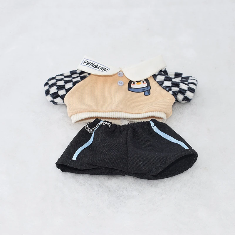 20cm棉花娃娃衣服胖体正常体通用拼色运动服套装公仔娃衣可换装