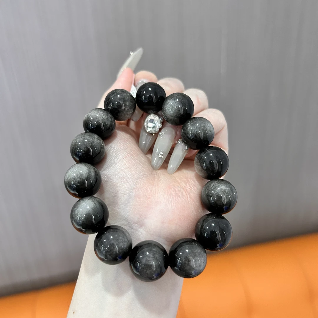 多样性发其一银曜石手链手串百搭手串