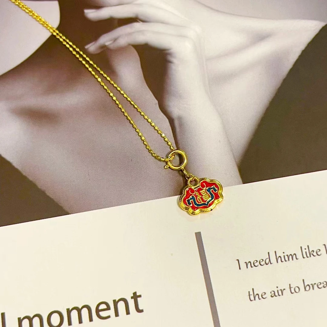 【AB】18K金万能卡扣祥云福字小滴溜#9802（不含图片链子