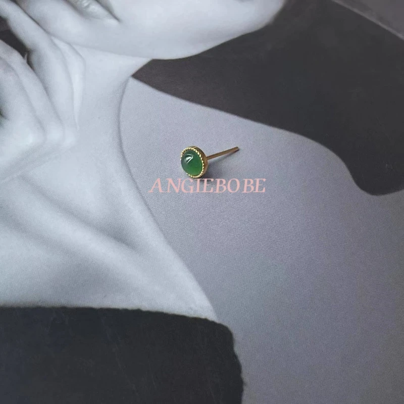 【AB】 18K金翡翠耳饰单只#9503多样性发货