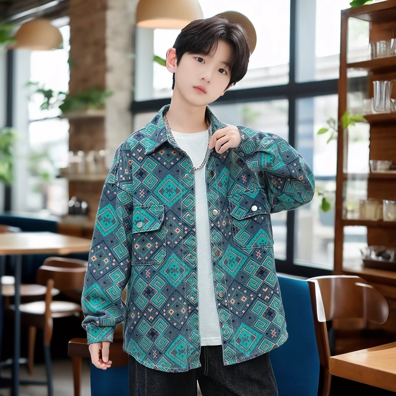 男童春秋款外套2024新款中大童潮酷休闲洋气宽松韩版长袖衬衫