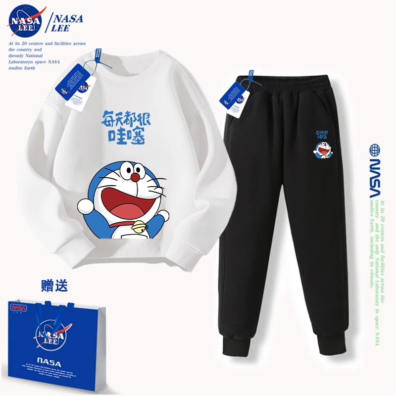 NASA哆啦A梦儿童两件套装 2023新款男女童卡通可爱卫衣卫裤春秋款