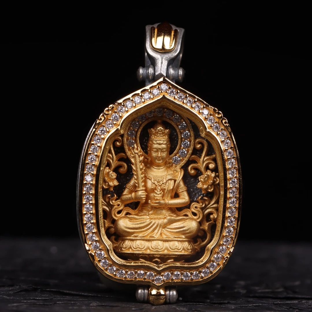 吊坠925银锆石 属牛本命佛 属虎本命佛  虚空藏菩萨吊坠纯银饰品