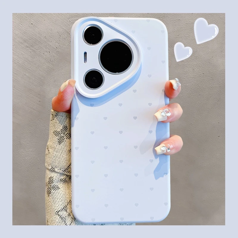 华为pura70pro+手机壳液态硅胶mate60pro+简约纯色小爱心mate60