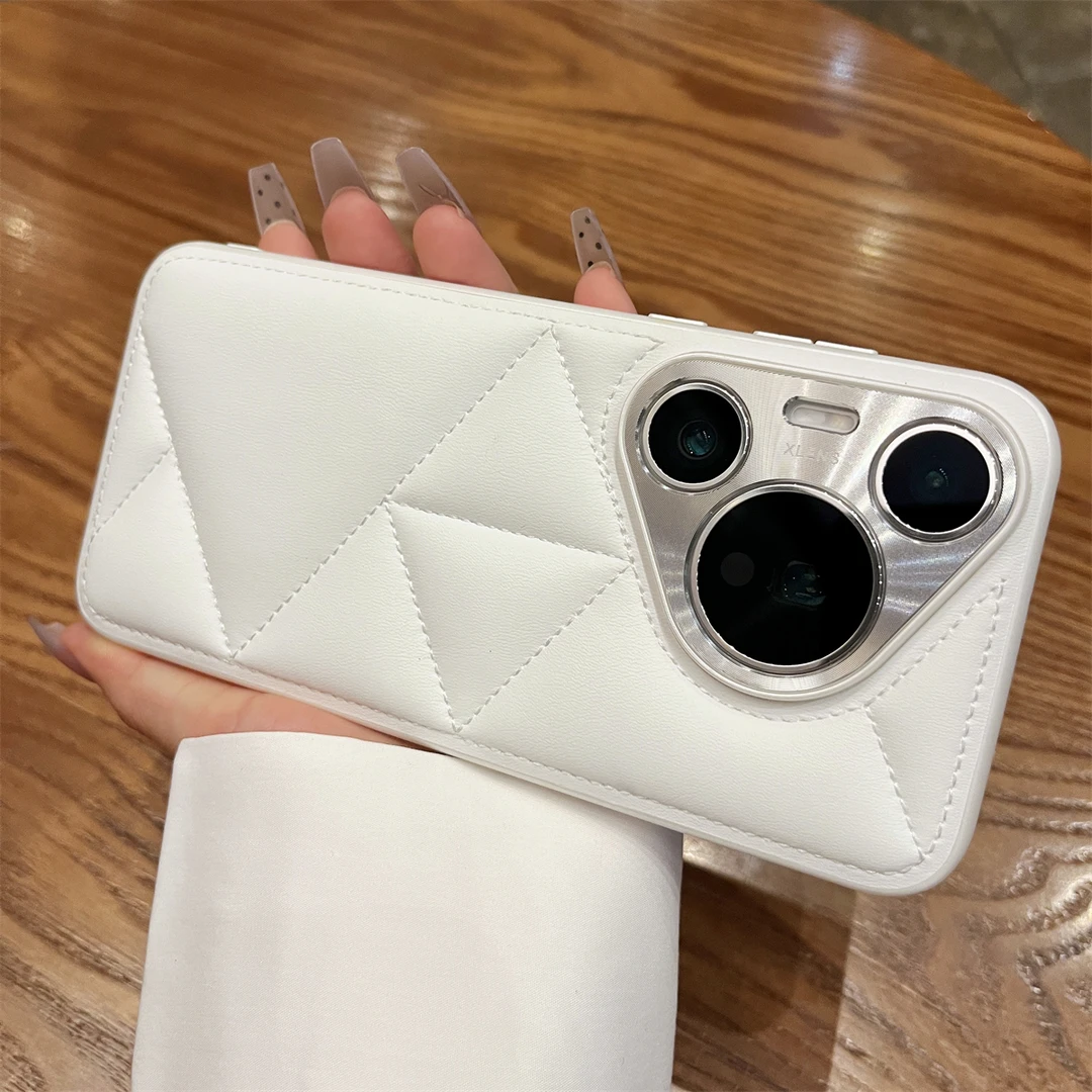 华为Pura70pro+手机壳70Ultra小香风菱格纹素皮套pura70Art奢华