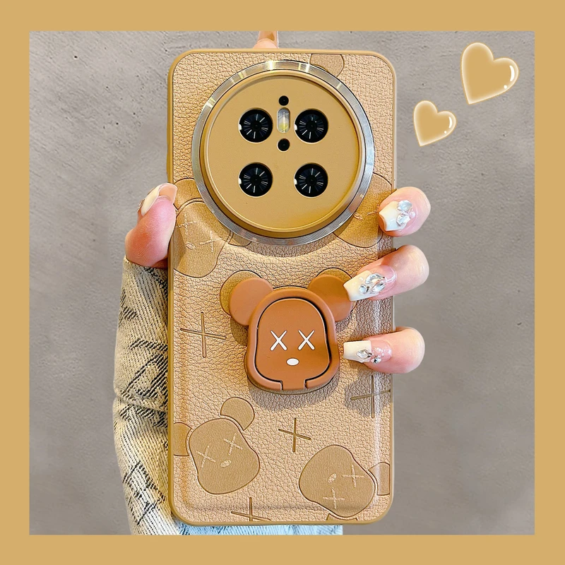 适用华为mate70pro+手机壳mate60pr暴力熊指环扣支架苹果16/15/14