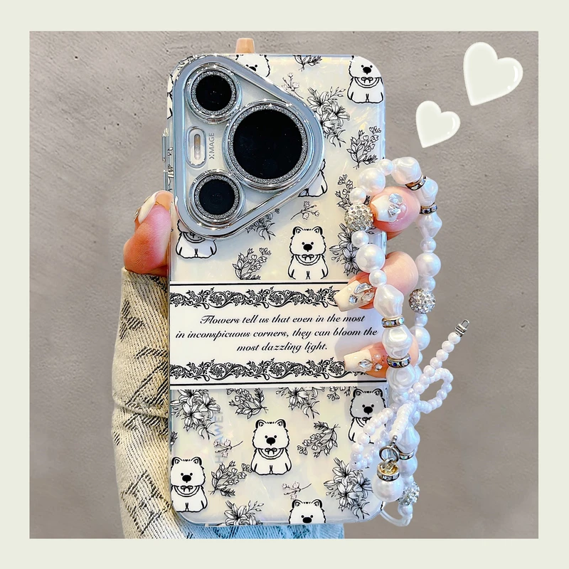 适用华为pura70pro+手机壳mate60pro素描山茶花猫咪狗狗苹果16/15