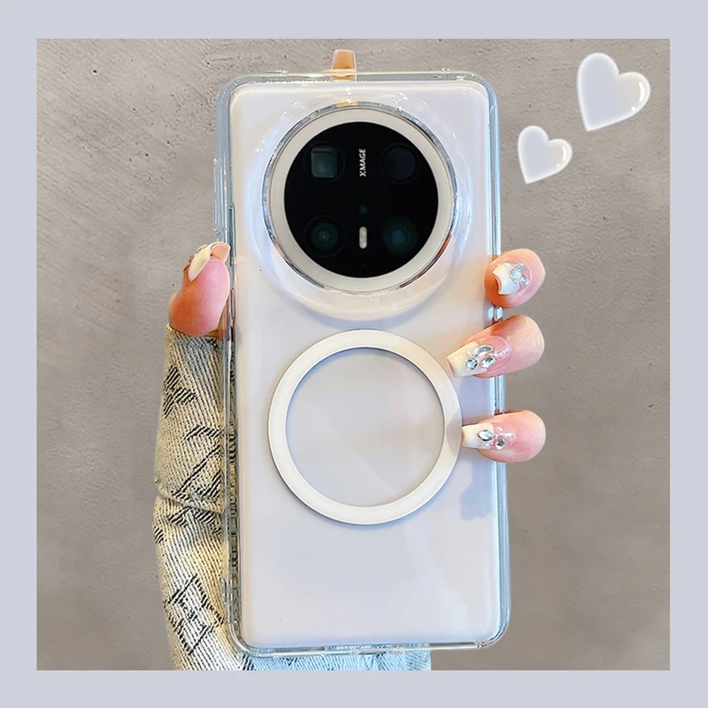 适用华为mate70pro+手机壳透明磁吸mate60pro+全包防摔mate40pro