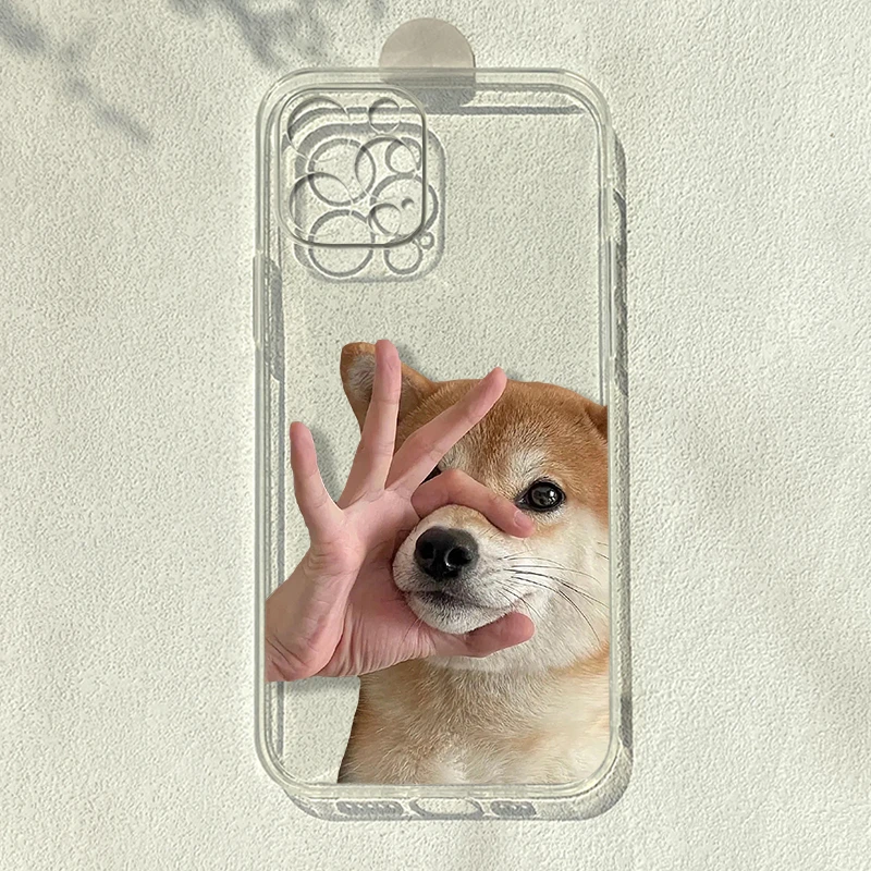 搞怪OK闭嘴狗适用苹果14promax手机壳13PROMAX创意透明壳可爱神器