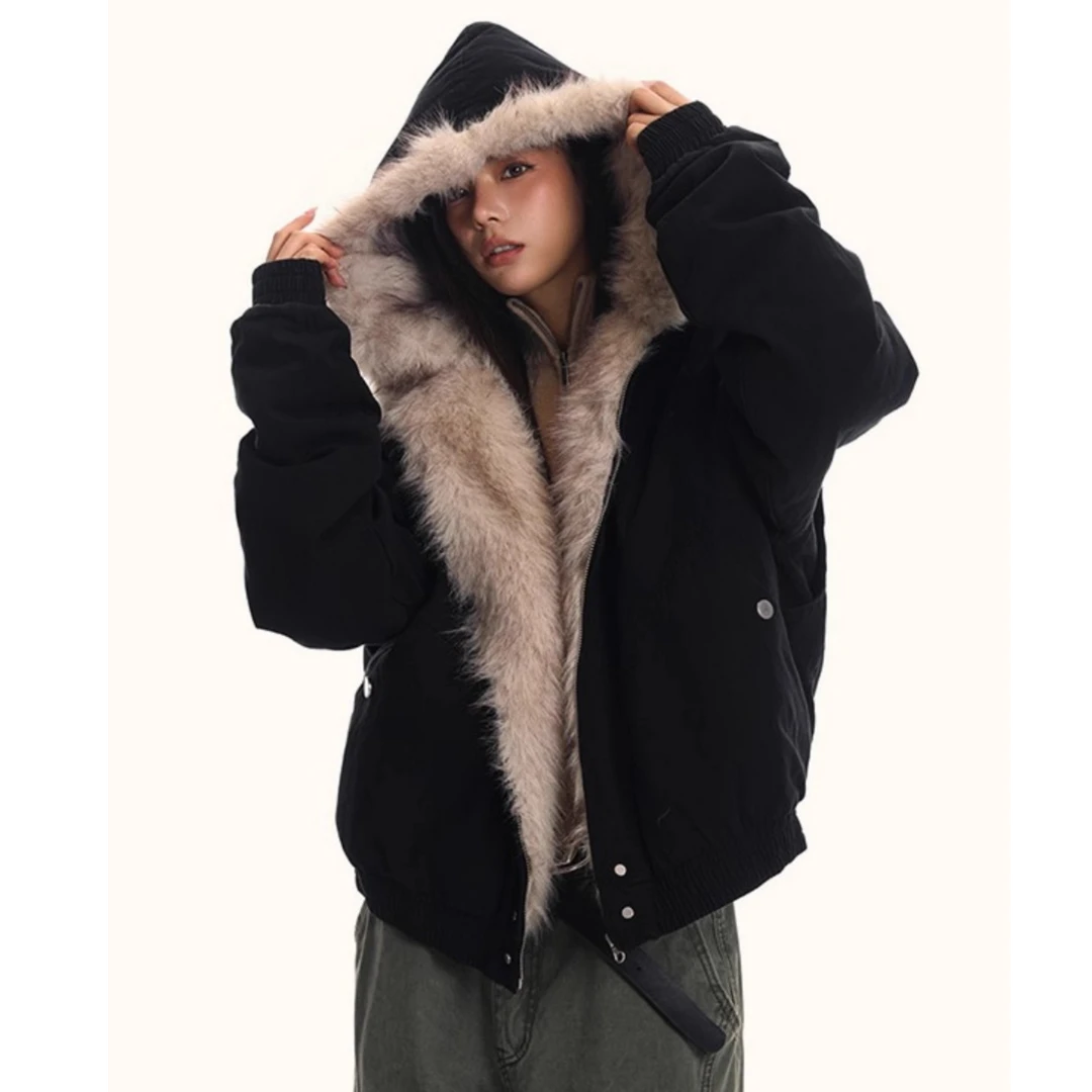 座山雕加绒加厚外套男女秋冬美式cleanfit工装夹克棉服