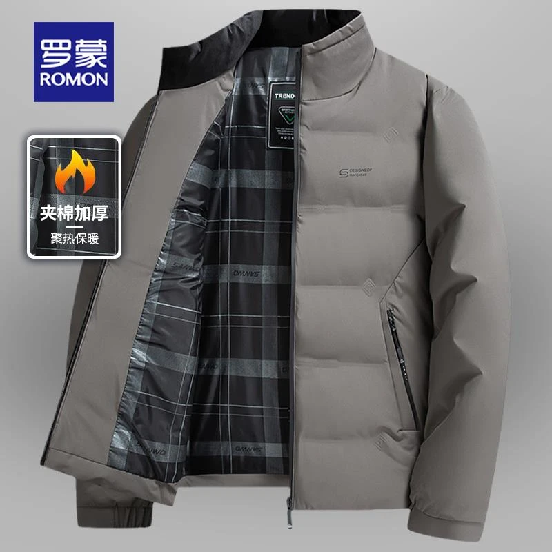 罗蒙冬季立领棉衣外套40岁50中年男士休闲加厚保暖棉服上衣爸爸装