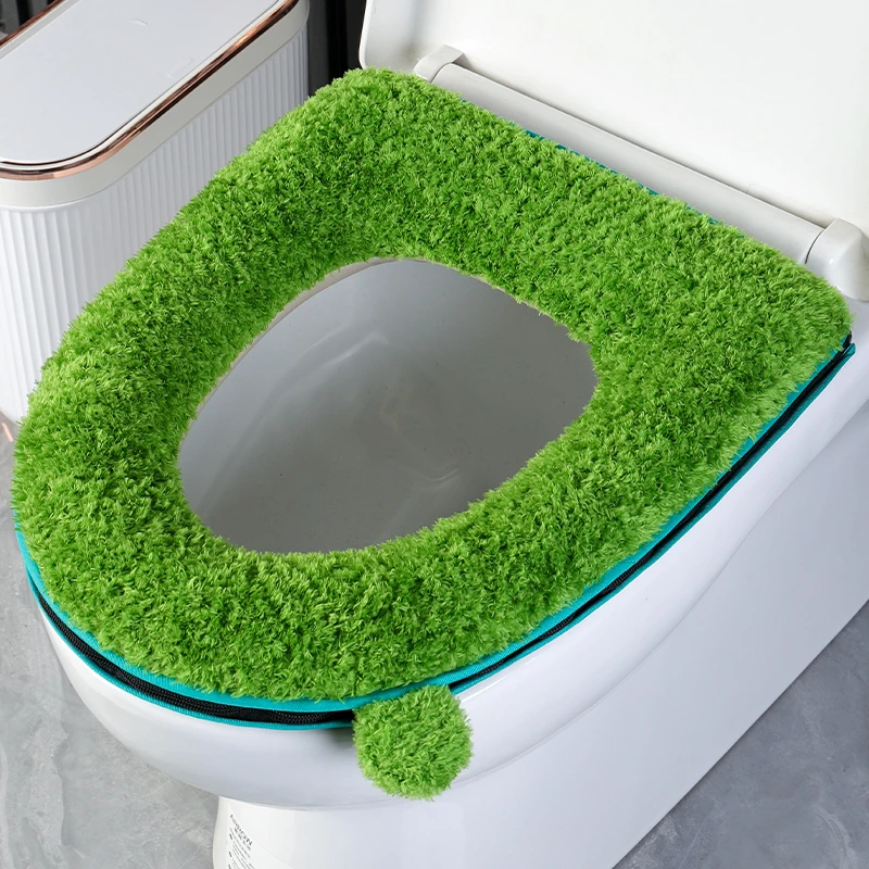 羽毛绒柔软马桶垫秋冬加倍保暖家用加大加厚拉链款防污防水坐便套