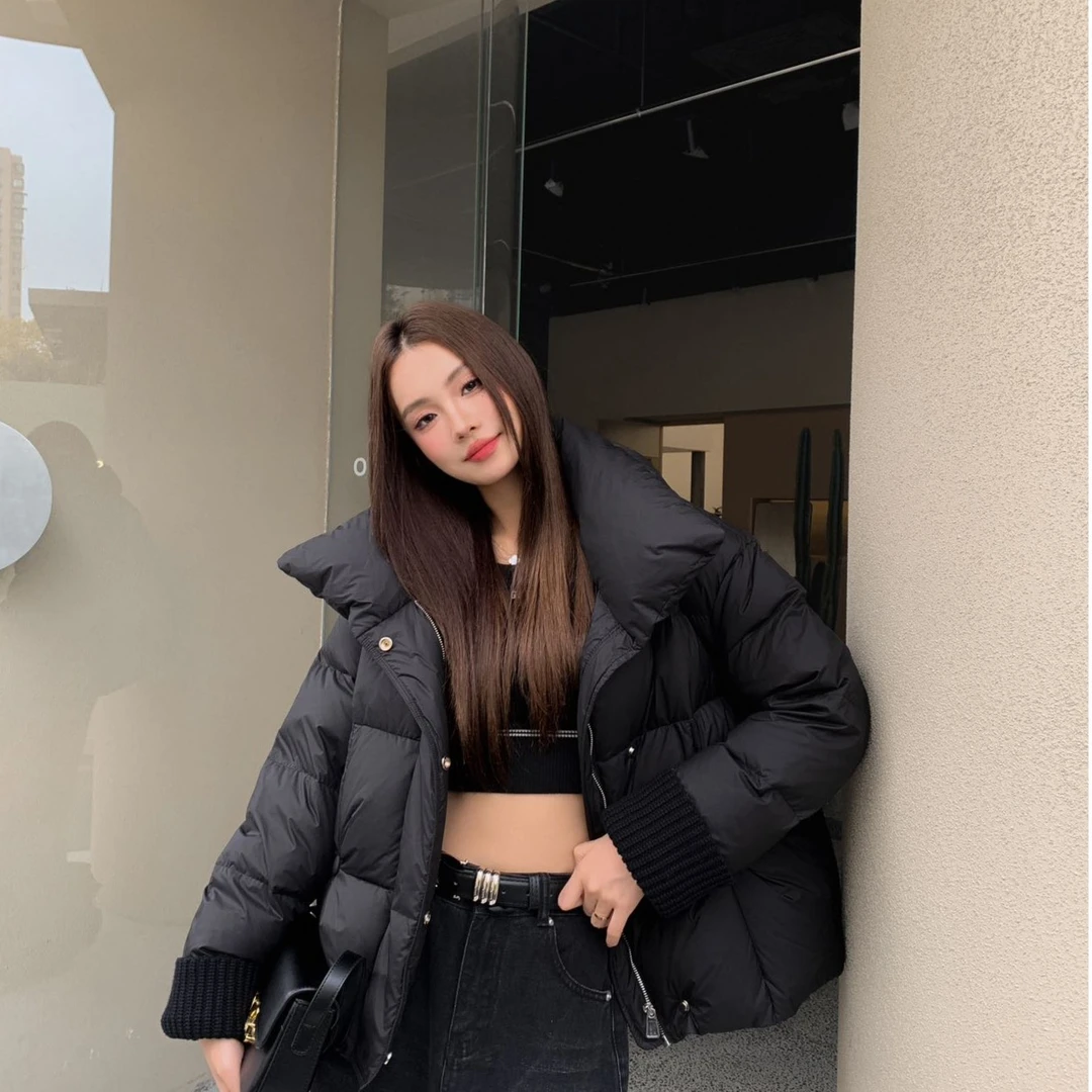 【专柜门店】时尚宽松保暖韩版针织袖口白鸭绒羽绒服5523