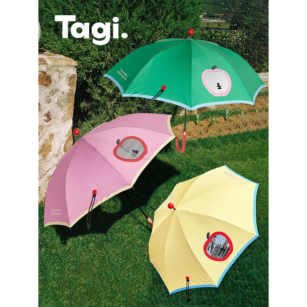 Tagi.想象苹果宝安全透明小窗户拼接可爱收纳户外两用折叠晴雨伞