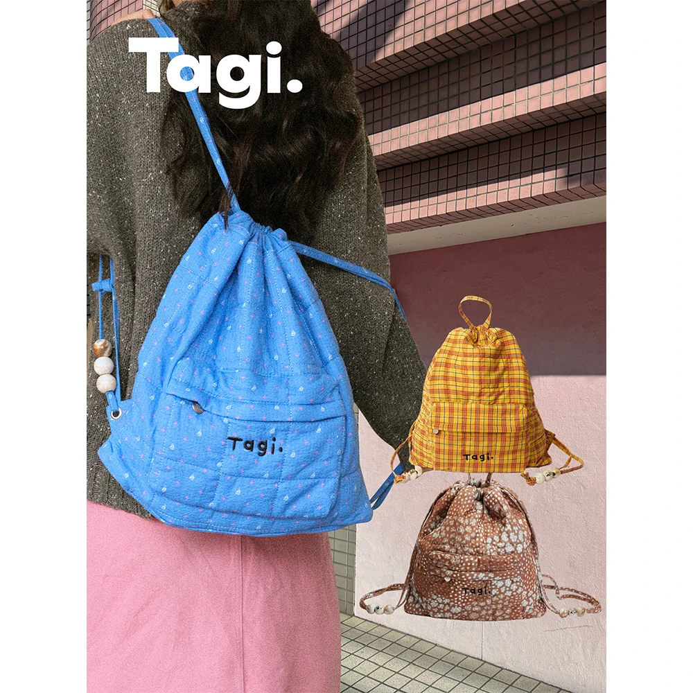 Tagi.Tanghulu《i》亚克力刺绣束口包抽绳大容量双肩包【达人专属】